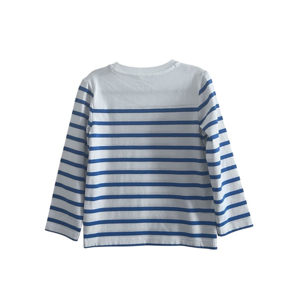 Janie and Jack Boy's White and Blue Striped Top Size 3 - Picture 2 of 3